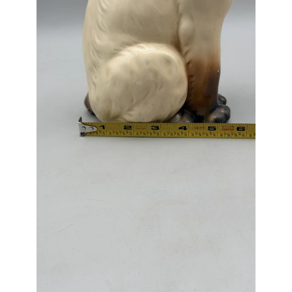 Vintage Siamese Cat Figurine Japan Blue Eyes Ceramic Mid Century 10